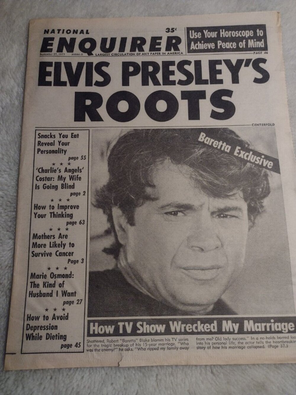 National Enquirer Magazine Sept 1977 Elvis Presley Roots OUTER COVER PAGE ONLY